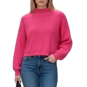 Line and Dot Pink Turtleneck Sweater Women Large Knit‎ Cozy Pullover